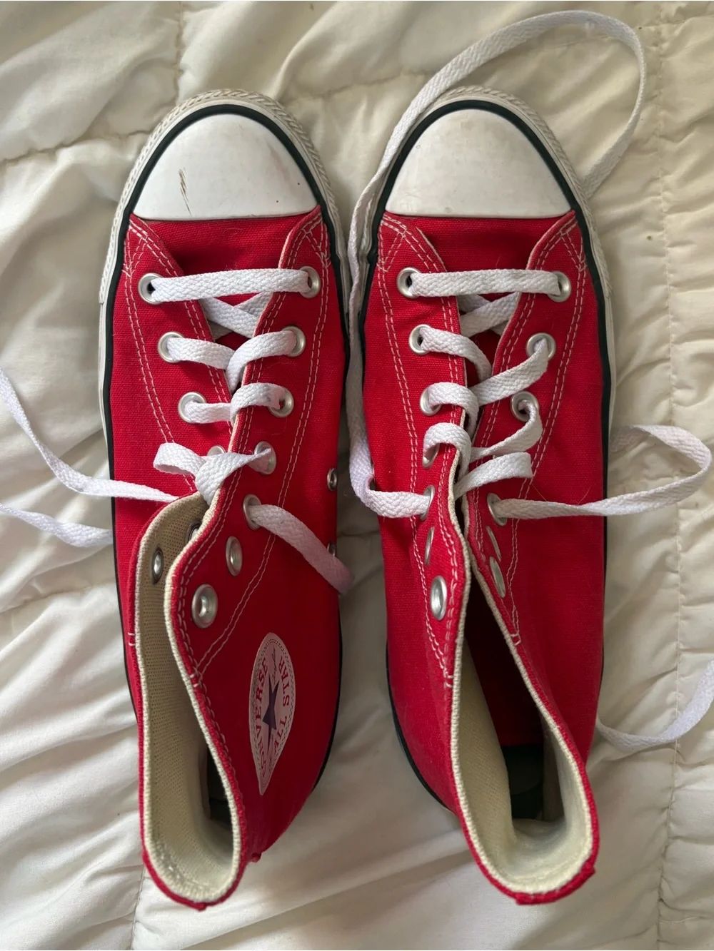 Converse Red High-Top Canvas Sneakers with White Accents